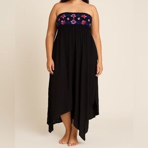 Free People Women’s Black Strapless Floral Maxi Dress Size Large